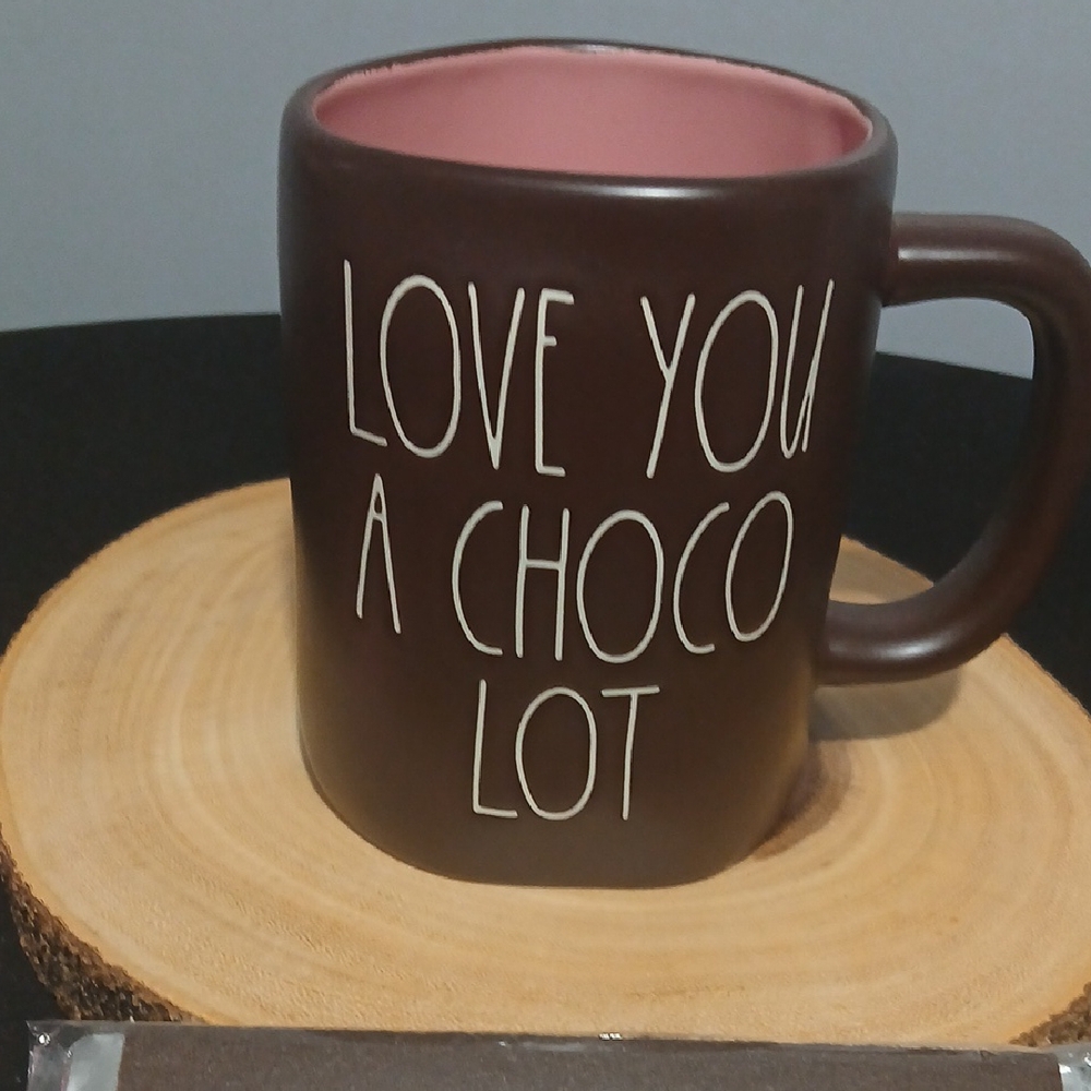 Rae Dunn Brown and Pink Mug - Love You a Choco Lot